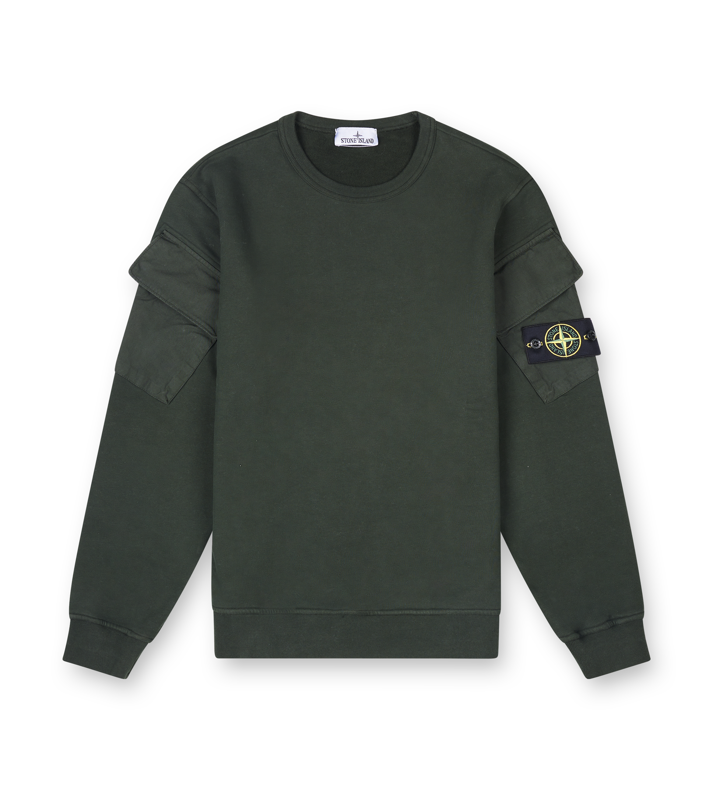 Stone Island Regular-fit crewneck sweatshirt with sleeve pockets in Juniper