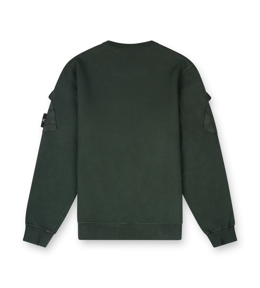 Stone Island Regular-fit crewneck sweatshirt with sleeve pockets in Juniper