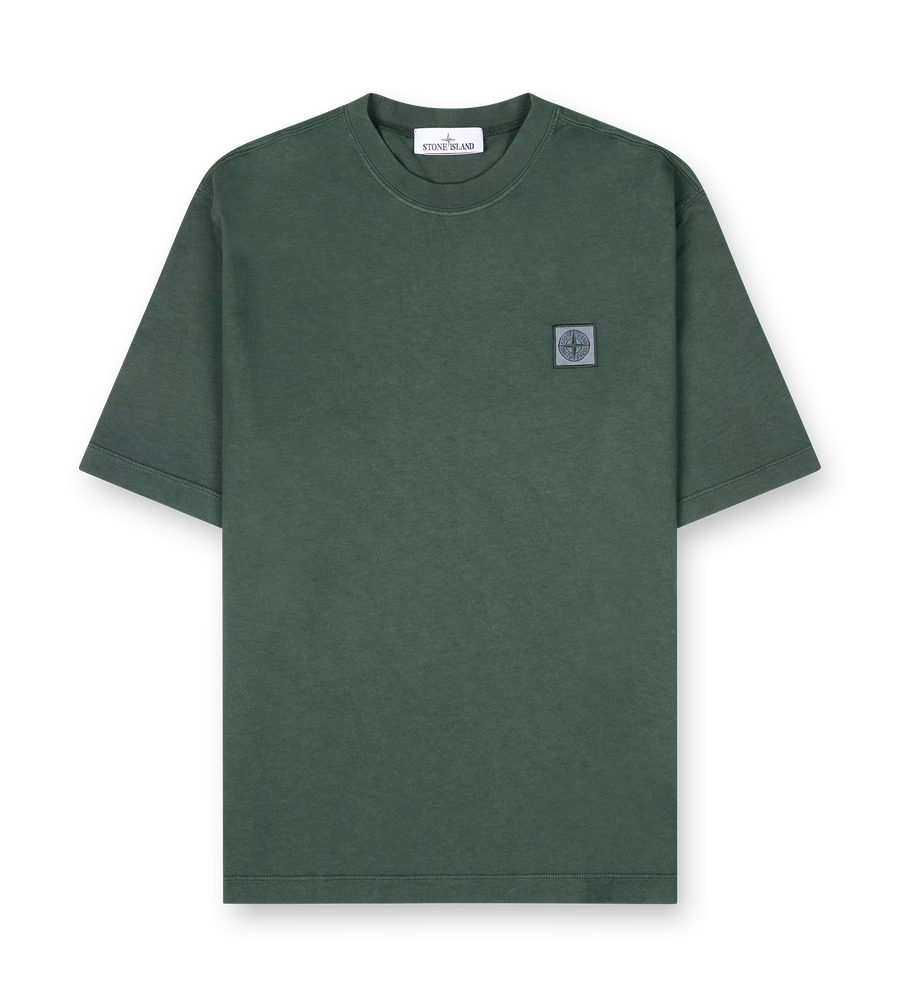 Stone Island Regular-fit short-sleeve T-shirt with Compass patch in Juniper