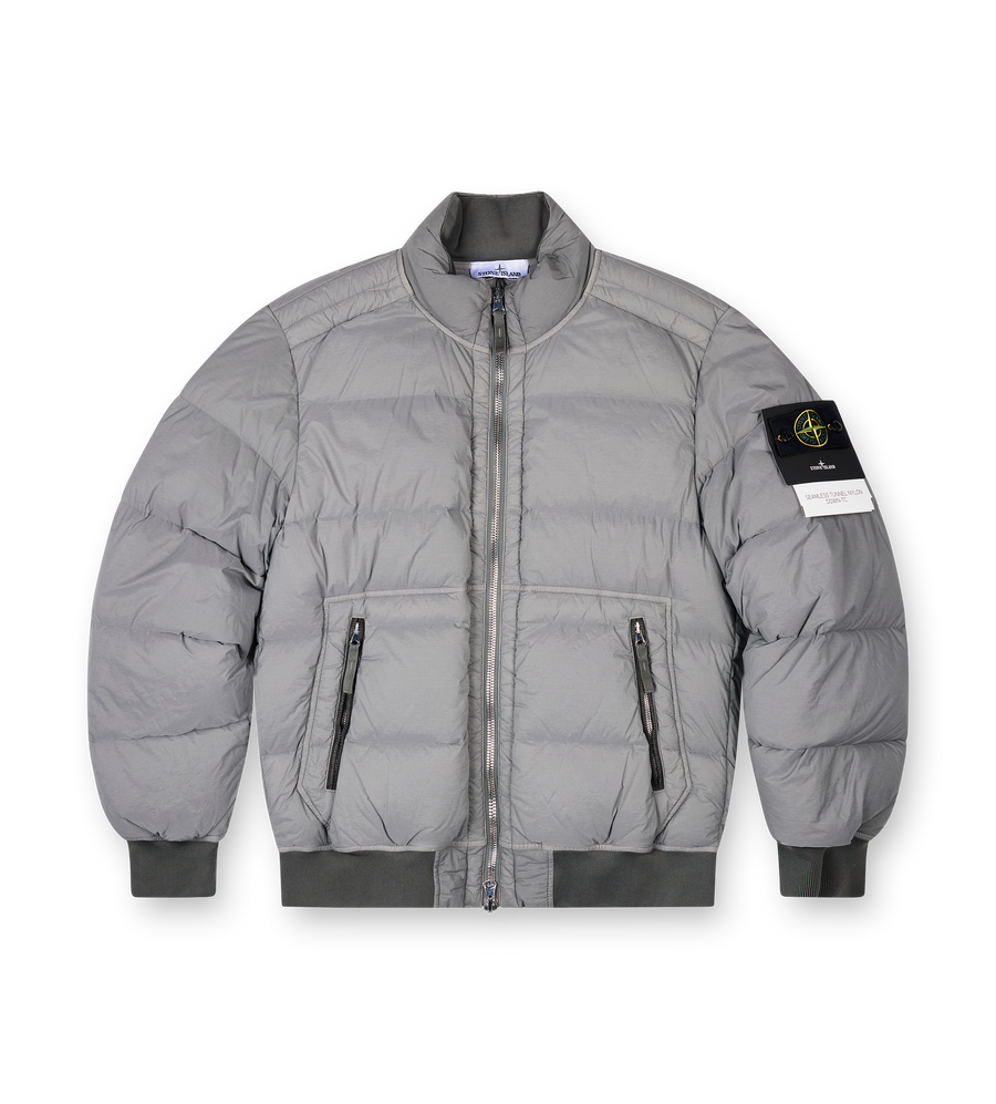 Stone Island Quilted Zip Front Bomber Jacket in Cement