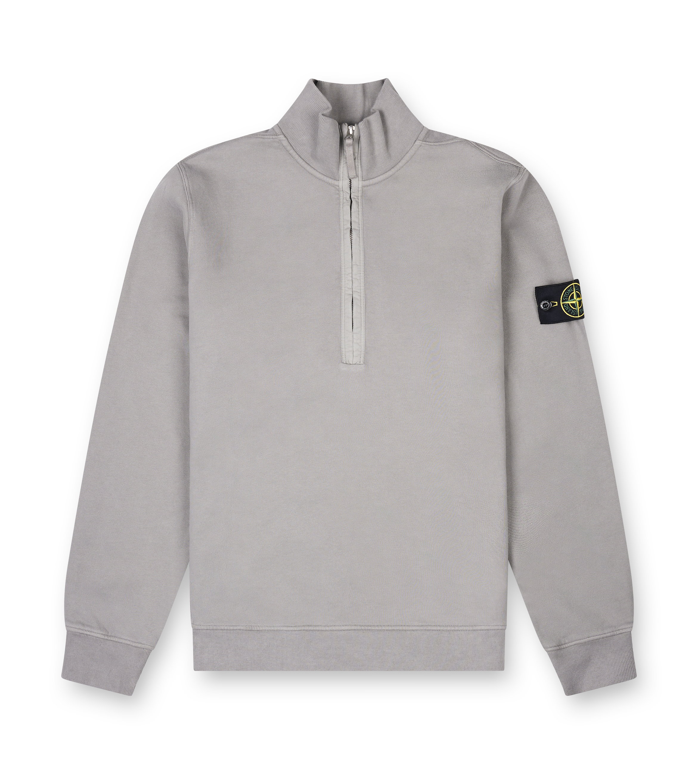 Stone Island Regular-fit half-zip sweatshirt with ribbed inlays in Cement