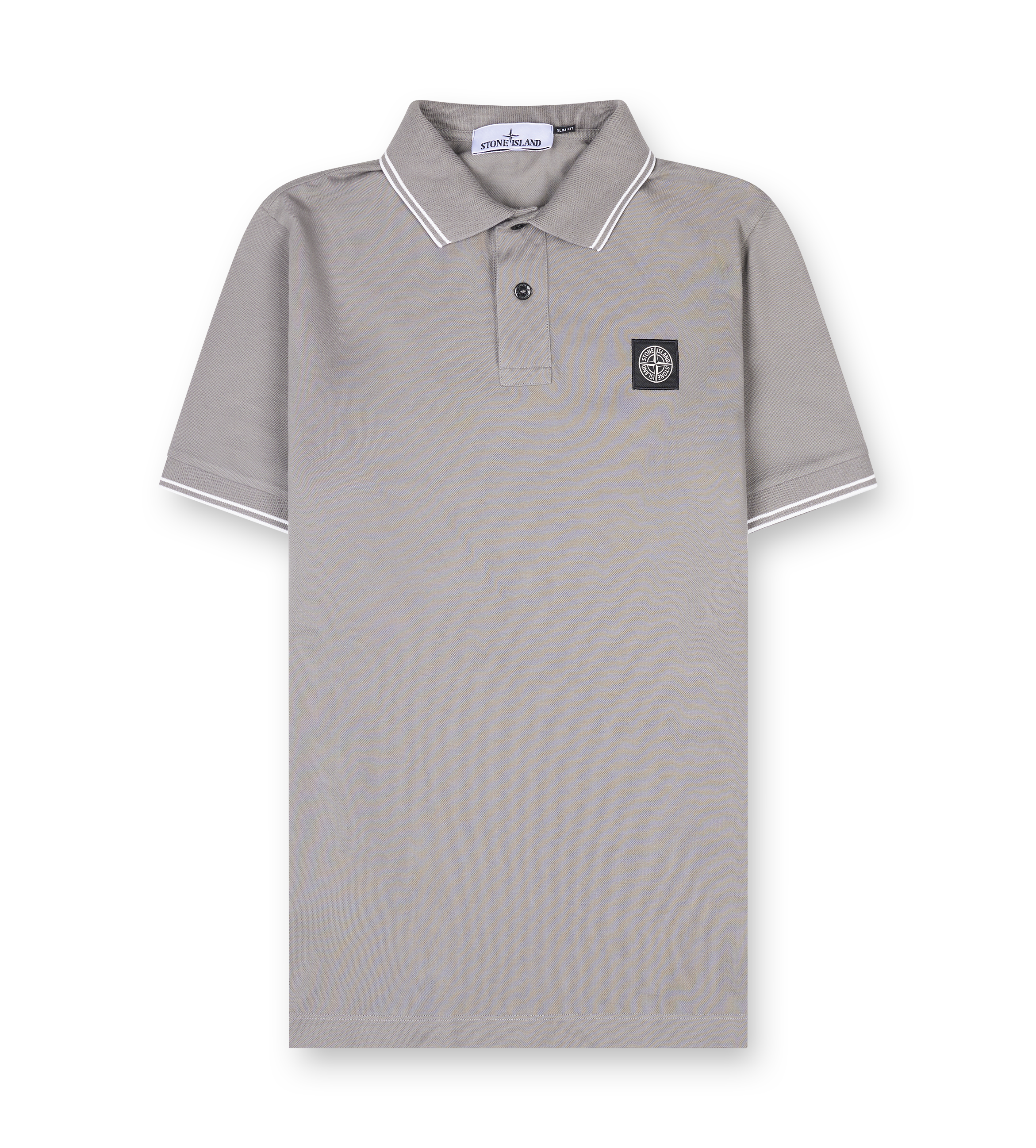 Stone Island Slim-fit short-sleeve polo shirt with striped details in Cement