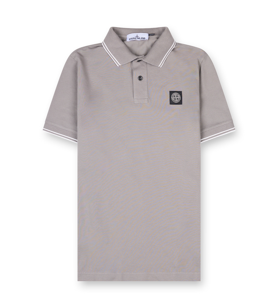 Stone Island Slim-fit short-sleeve polo shirt with striped details in Cement