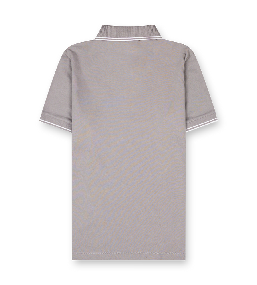 Stone Island Slim-fit short-sleeve polo shirt with striped details in Cement