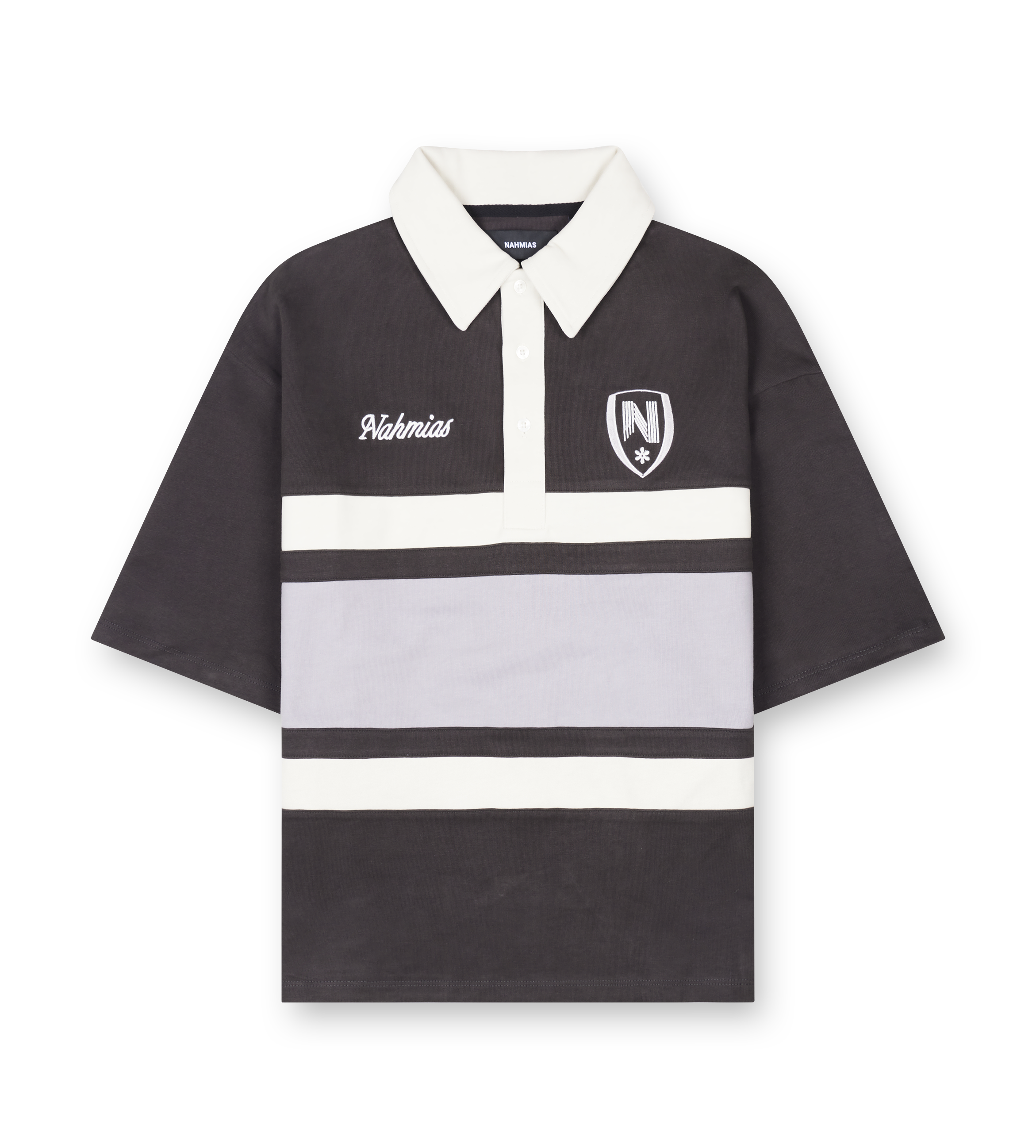Nahmias Collegiate Short Sleeve Polo Shirt in Off Black