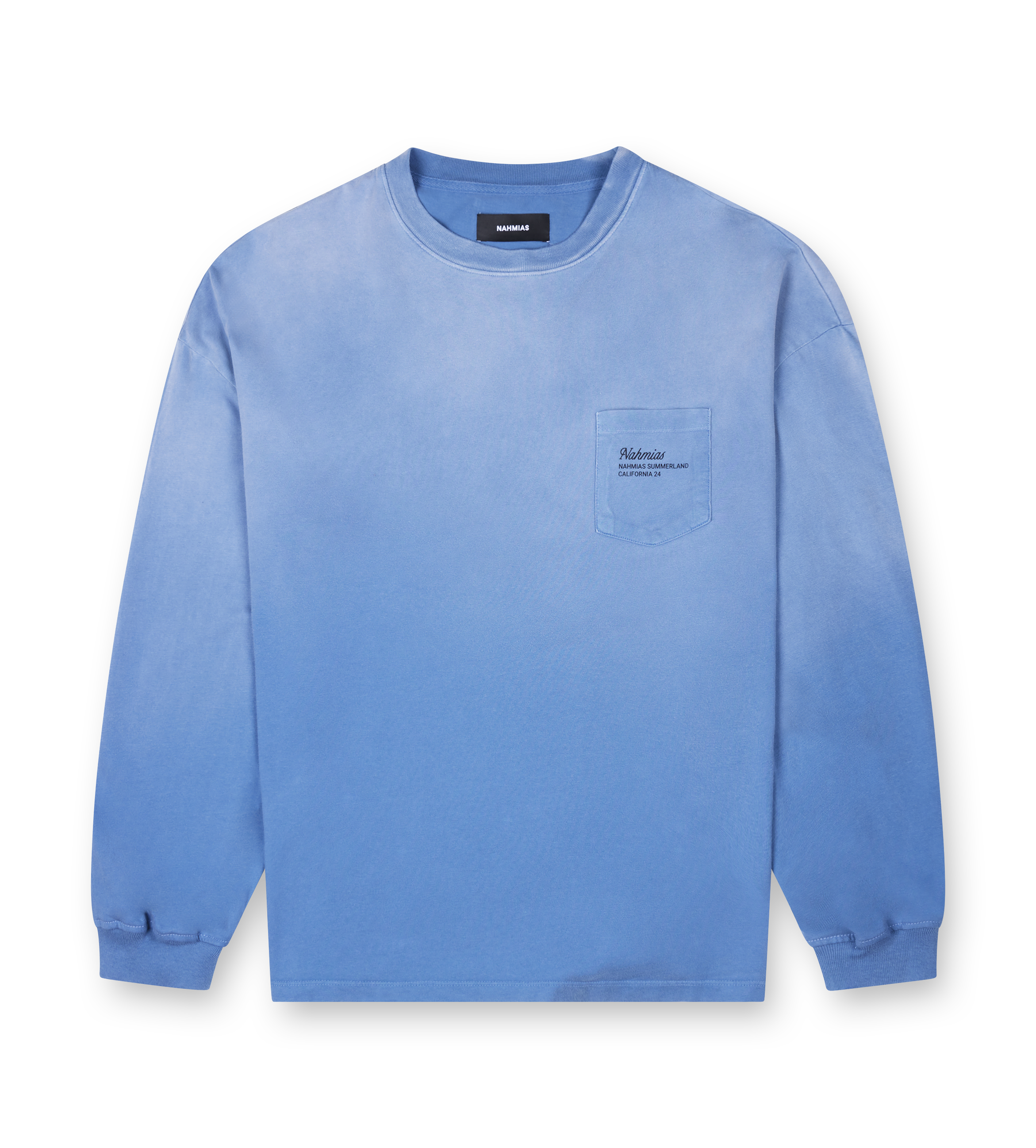 Nahmias Summerland Postal Long Sleeve Pocket T-Shirt in Worn Blue