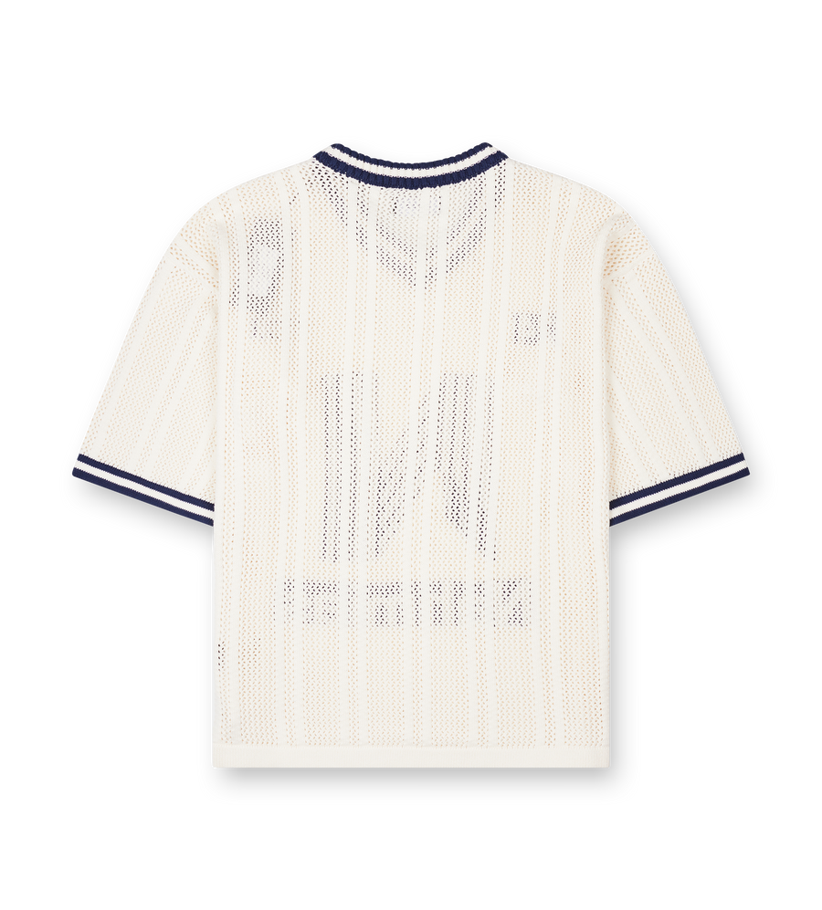Nahmias Knit Tech "N" Football Jersey in Ivory