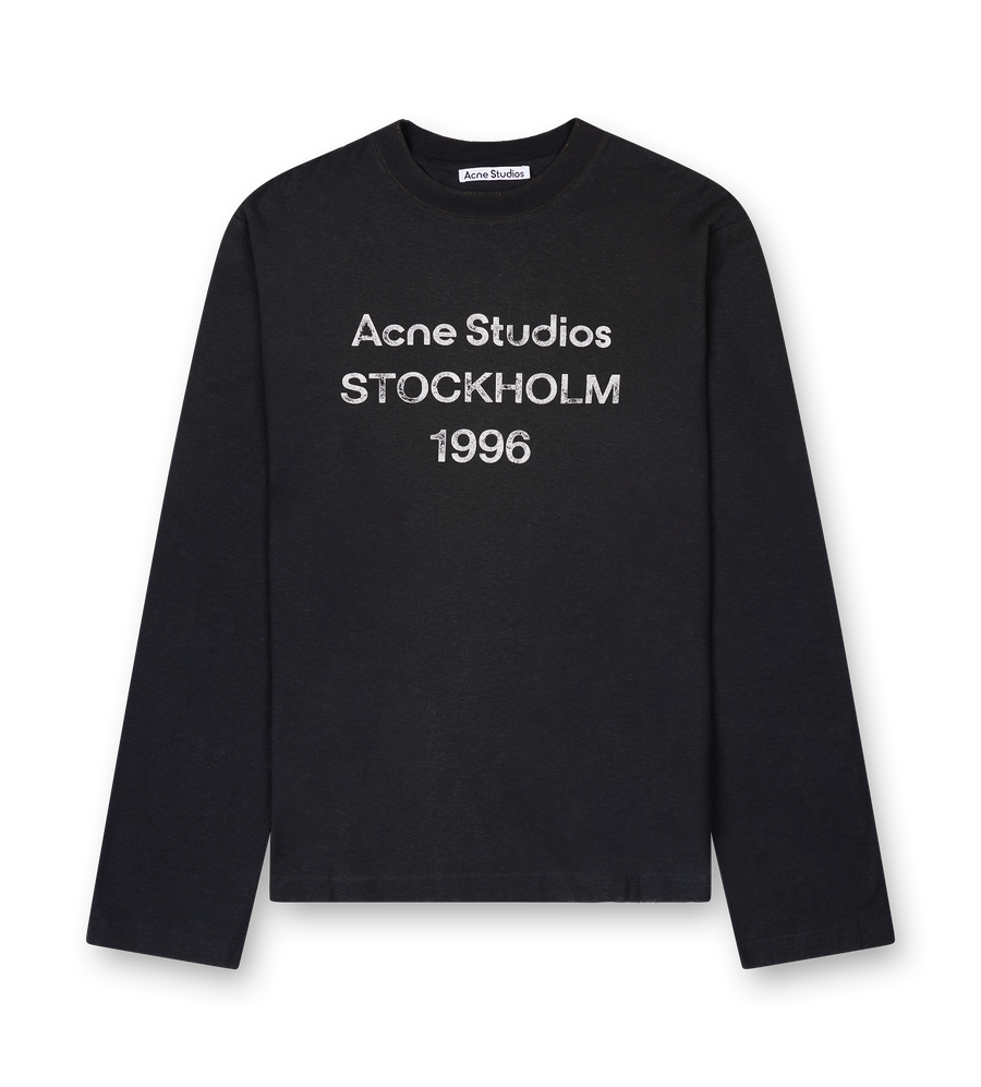 Acne Studio L/S Logo T-Shirt in Faded Black