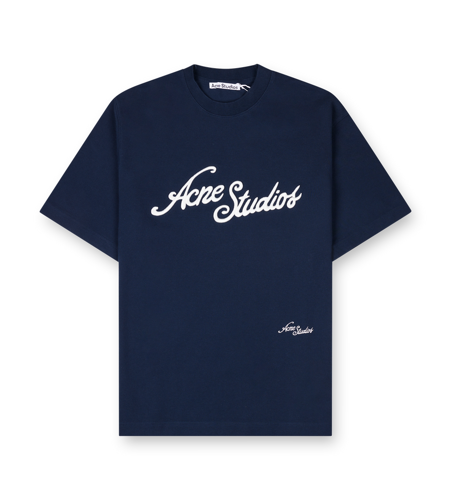 Acne Studio S/S Logo T-Shirt in Deep Blue