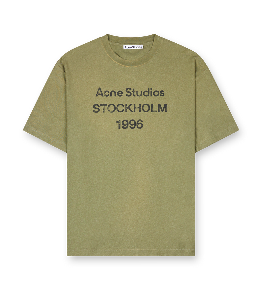 Acne Studio S/S Logo T-Shirt in Olive Green