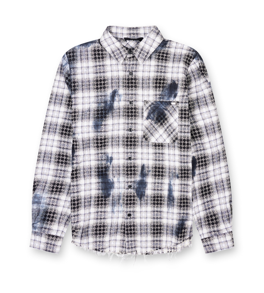 Amiri MA QUAD Bleach Flannel Shirt in Black