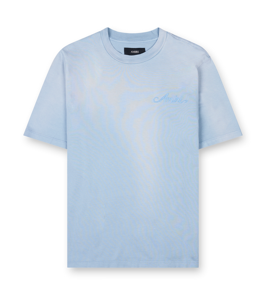 Amiri Bleach Bandana Patch T-shirt in Ashley Blue