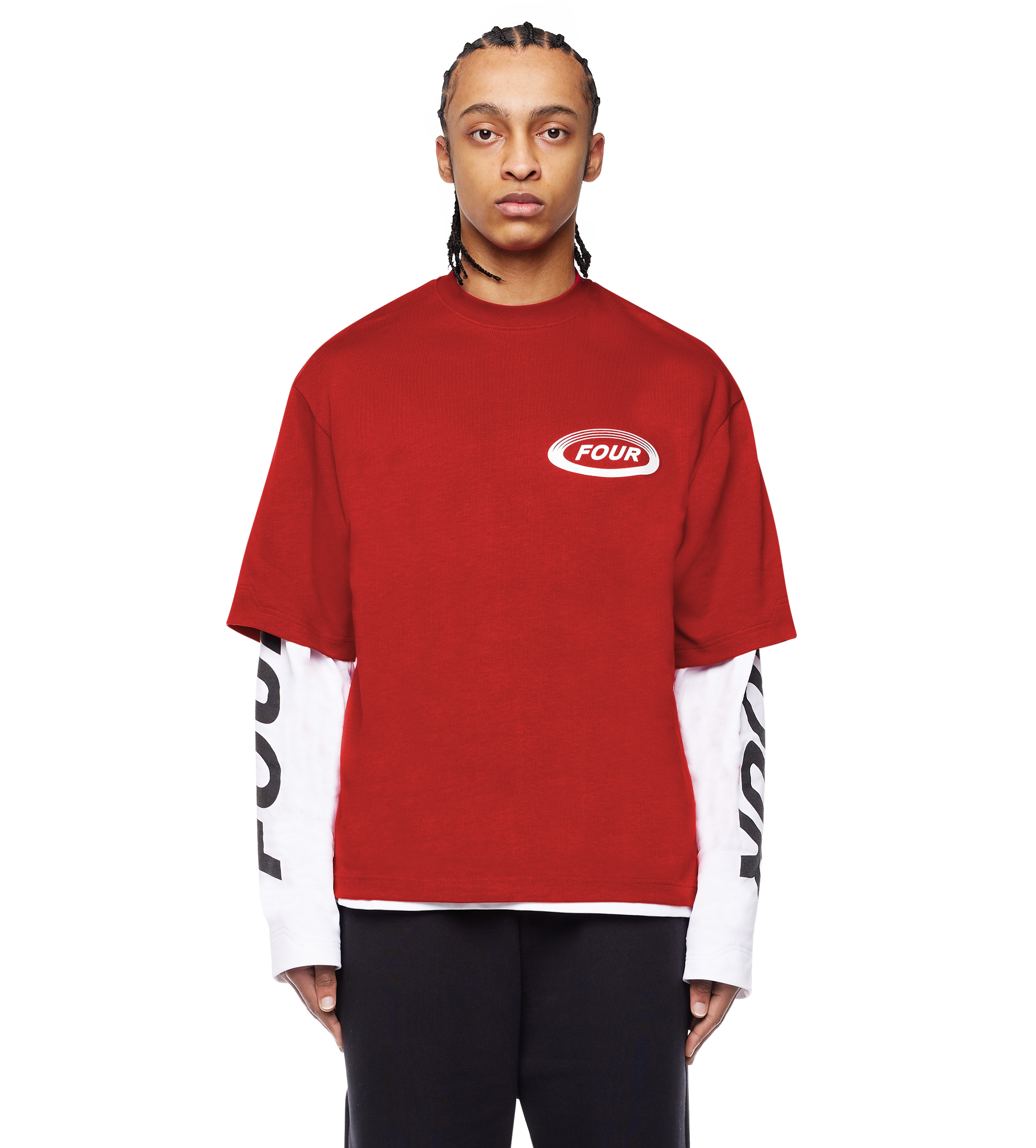Reconstructed Circles Boxy T-shirt Savy Red