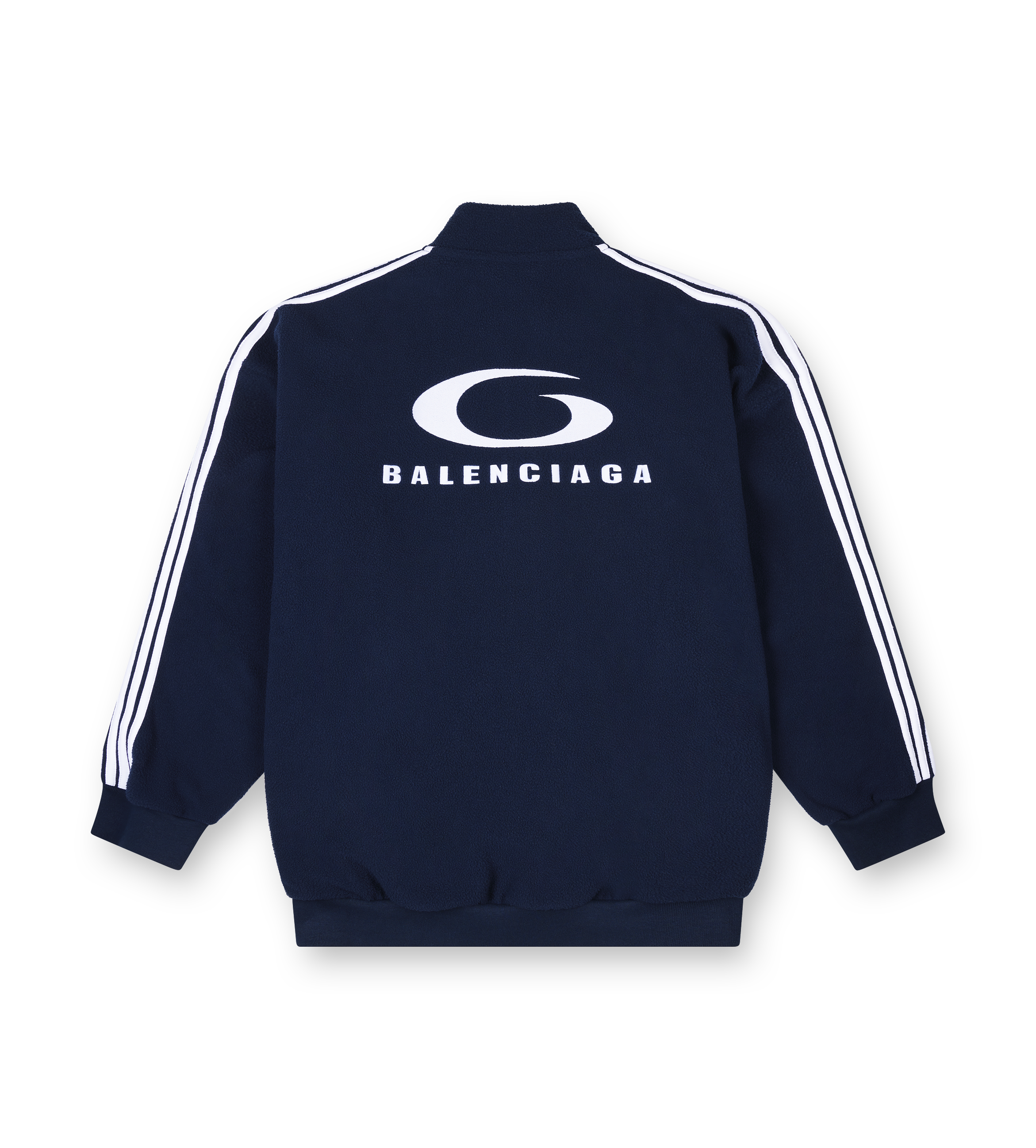 Balenciaga Loop Sports Icon Zip-Up Jacket in Navy and White Balenciaga Loop Sports Icon Zip-Up Jacket in Navy and White