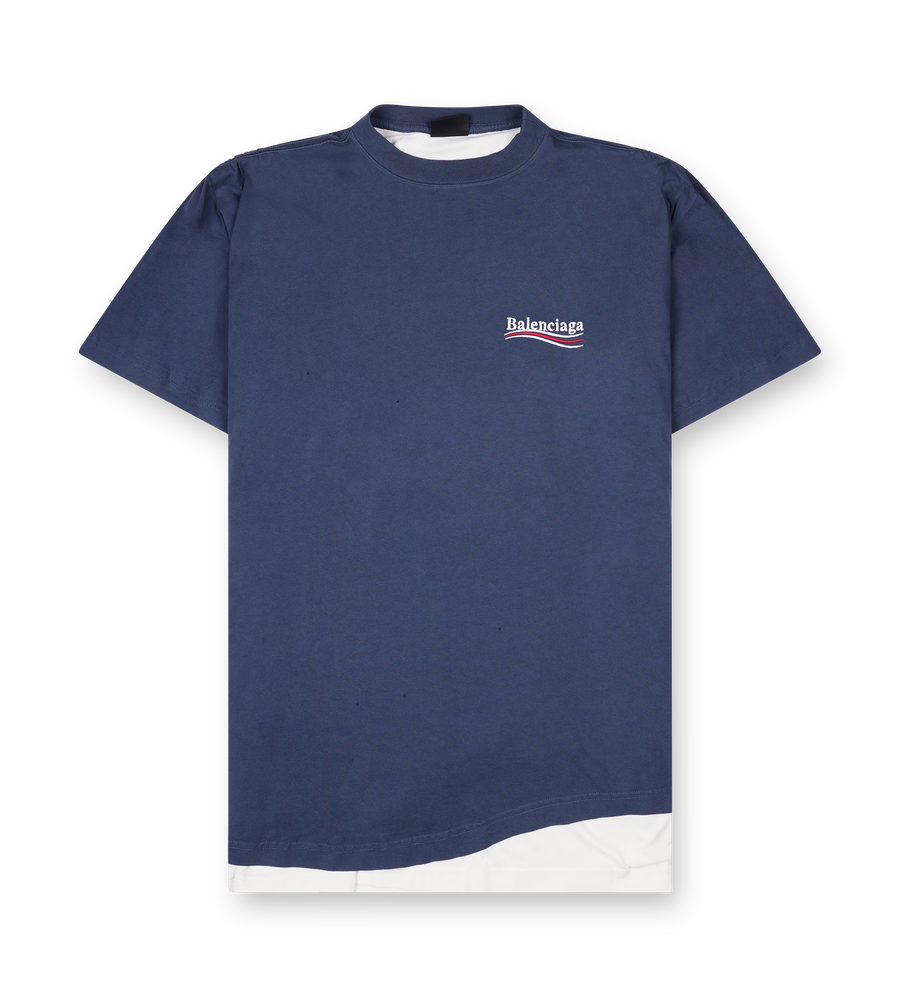 Balenciaga Political Campaign Double T-Shirt in Navy