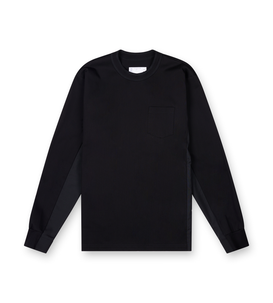 Sacai Suiting x Cotton Jersey L/S T-Shirt in Black