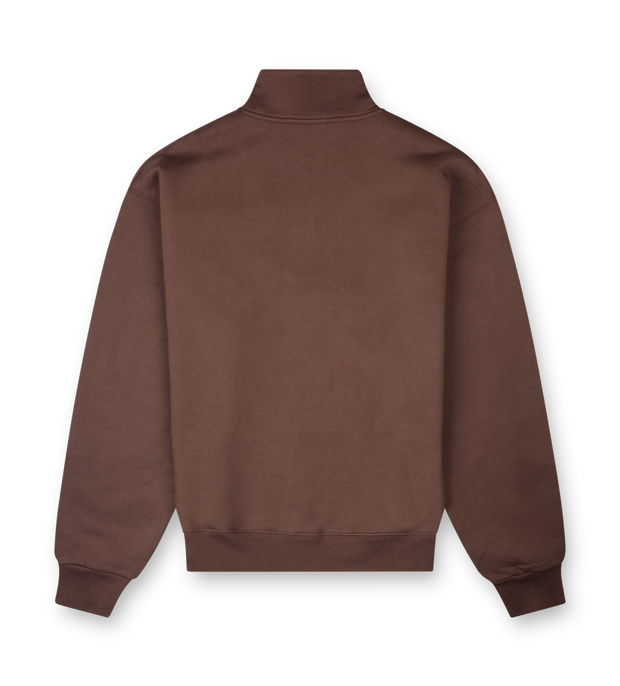 The Gros Grain Zipped-rollneck Sweatshirt Dark Brown