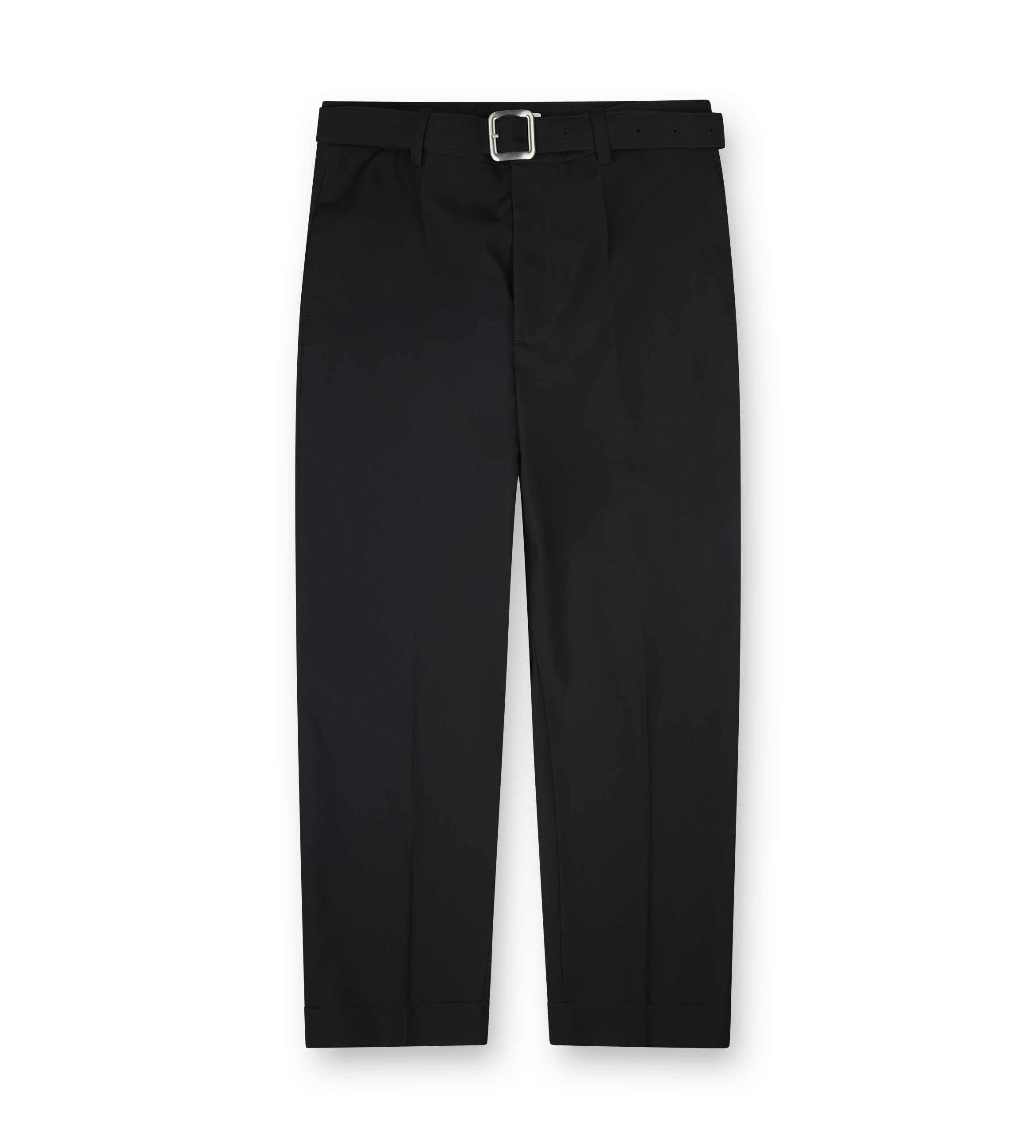 Jil Sander Straight-Leg Wool Poplin Trousers in Black