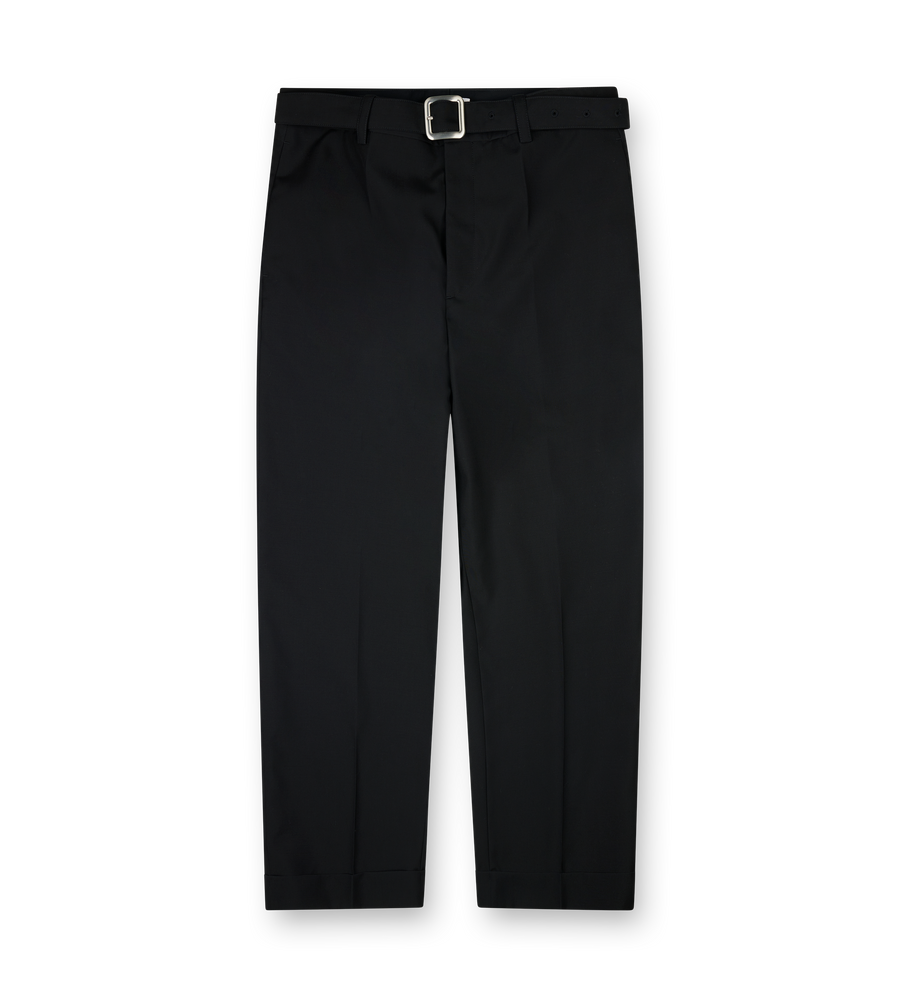 Jil Sander Straight-Leg Wool Poplin Trousers in Black