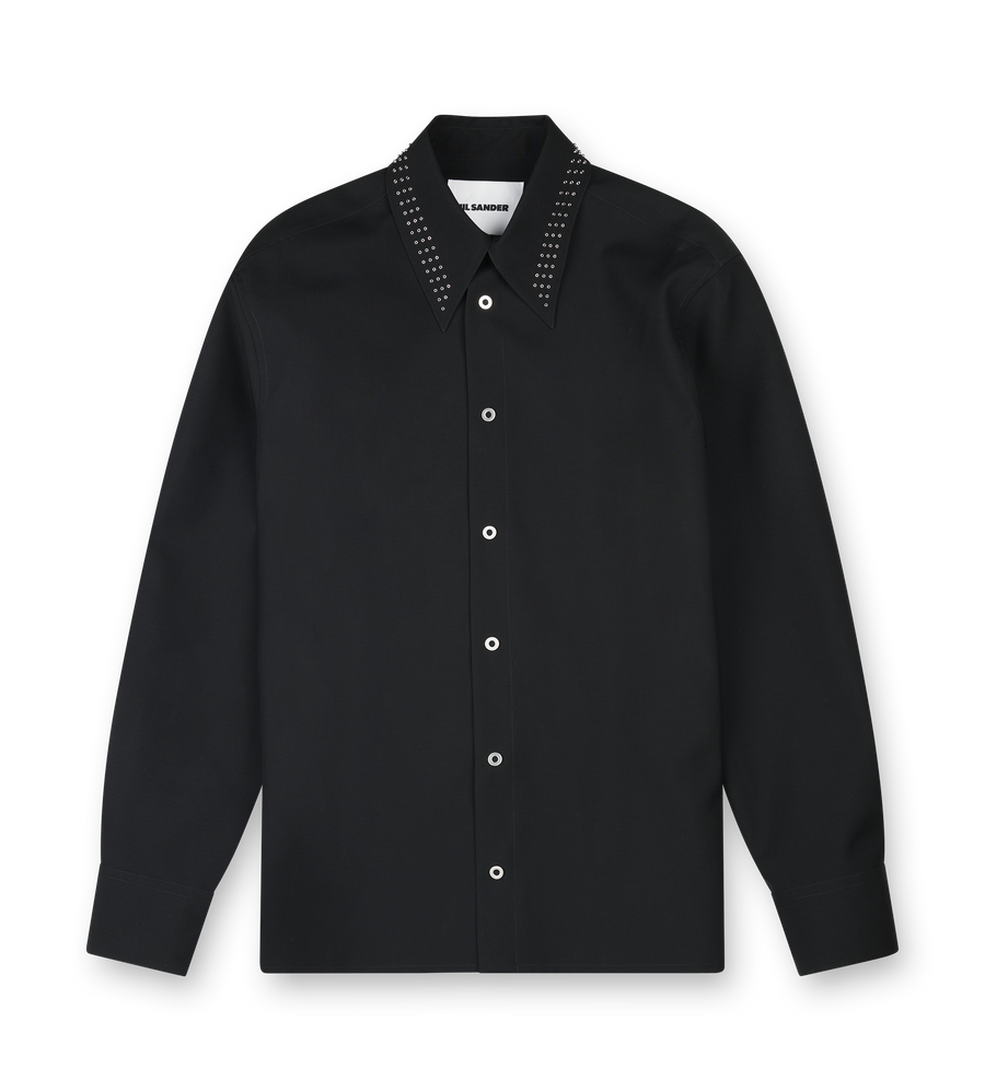 Wool Poplin Shirt Black