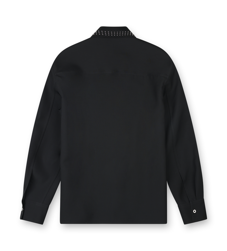 Wool Poplin Shirt Black