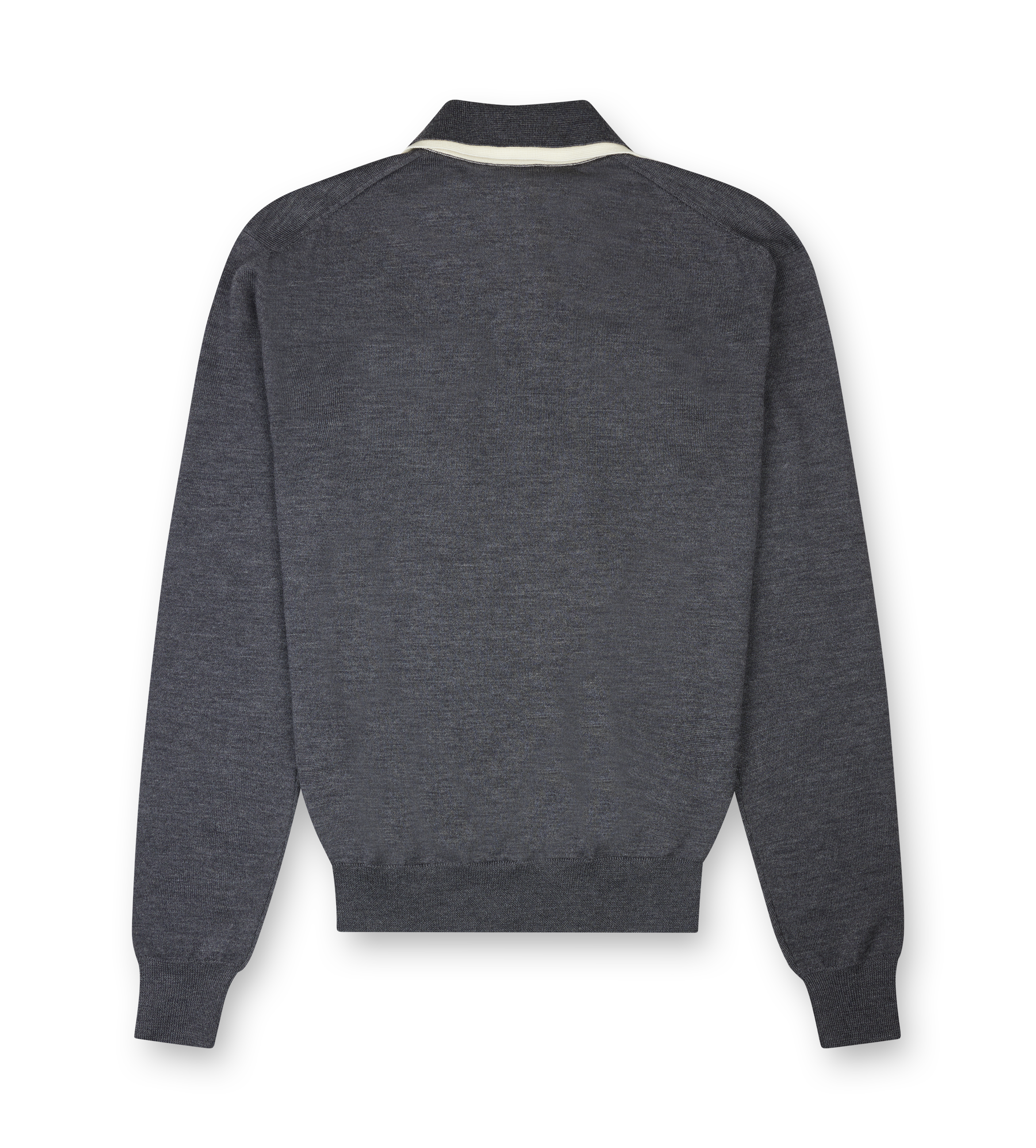 Contrast-Collar Wool Quarter-Zip Polo Shirt Ash Grey