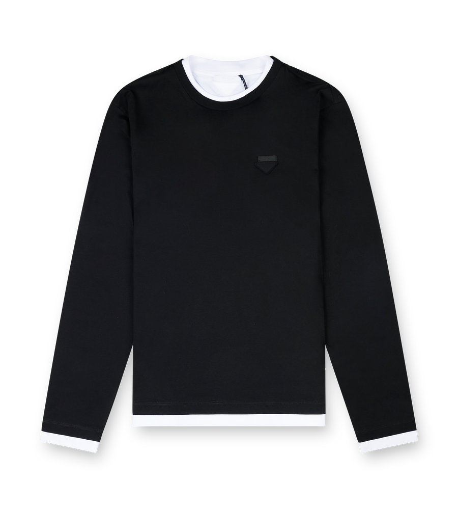 Gelaagde trui met Prada-logomotief in zwart/wit