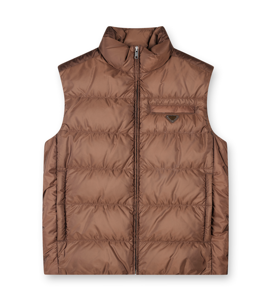 Prada Woven Re-Nylon Vest in Cacao Brown