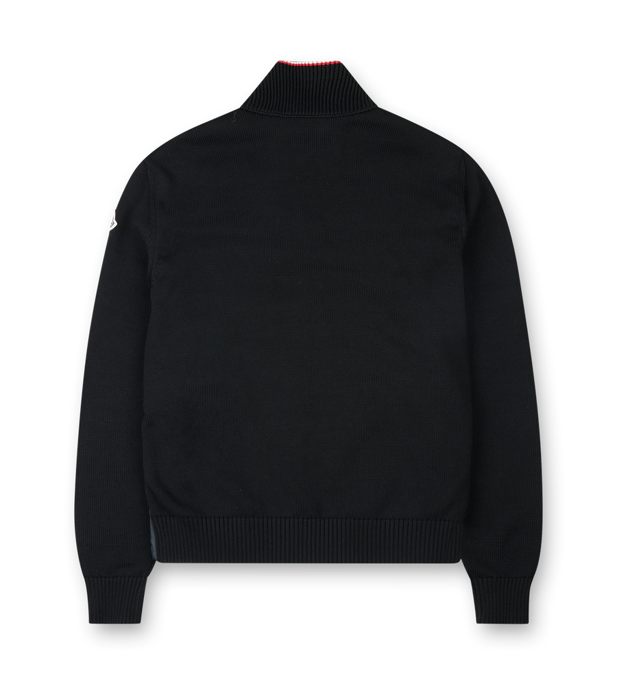 Moncler Padded Zip-Up Cotton Cardigan in Black
