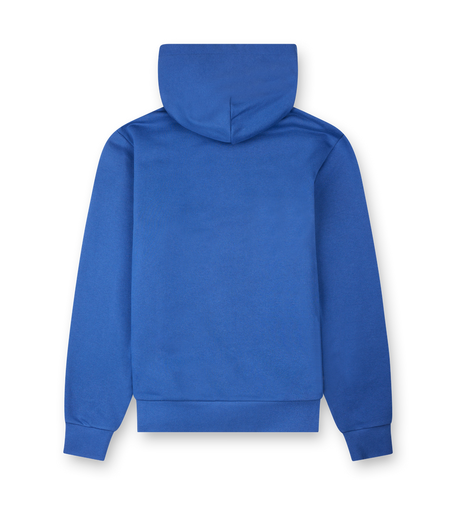 Moncler Embroidered Mountain Logo Cotton Hoodie in Blue