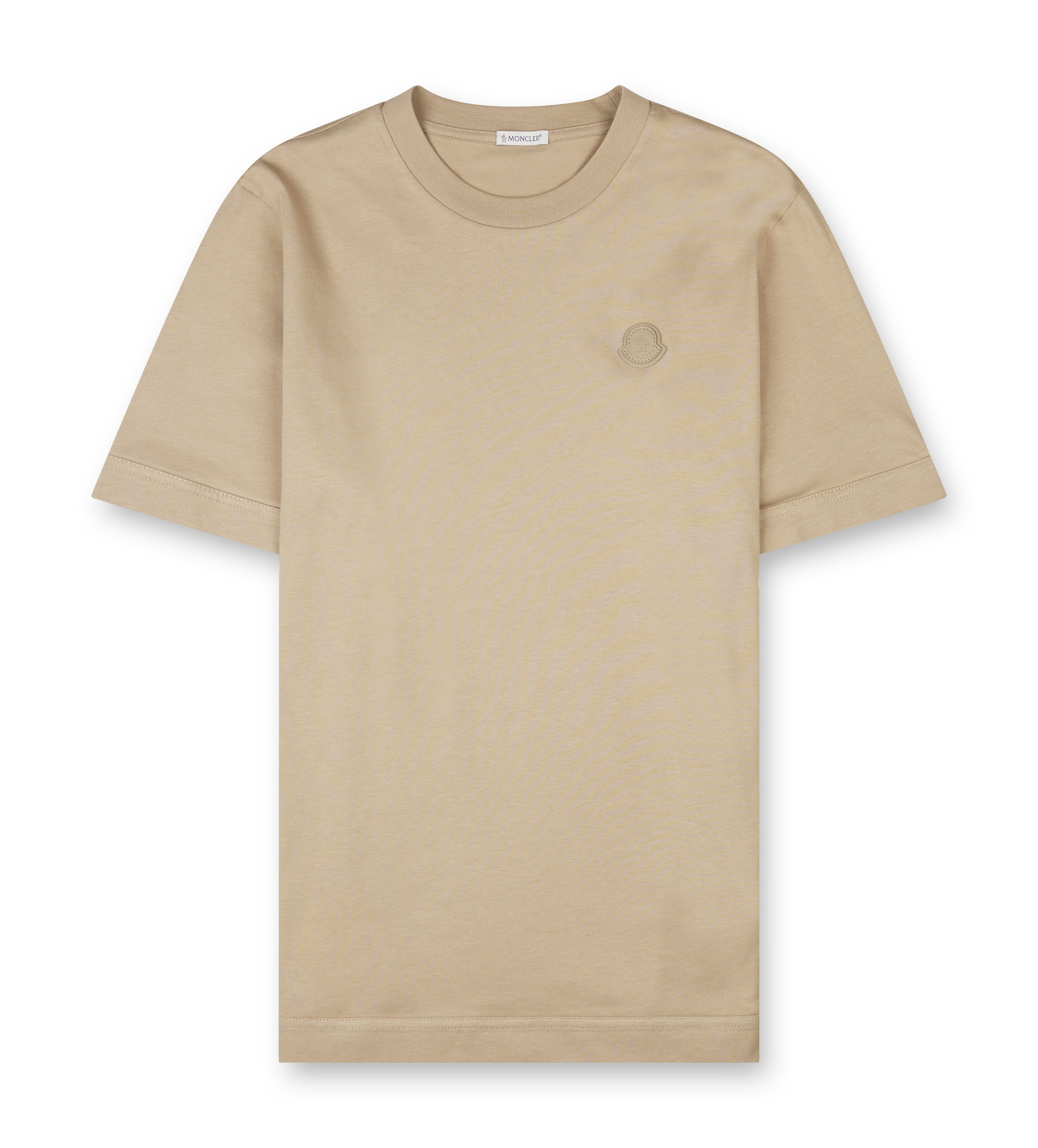 Moncler Logo Patch Cotton T-Shirt in Light Beige