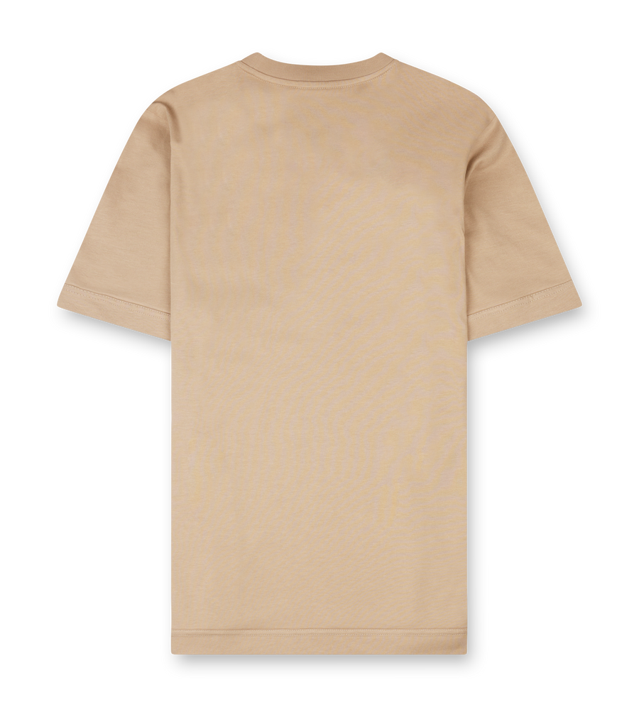 Moncler Logo Patch Cotton T-Shirt in Light Beige