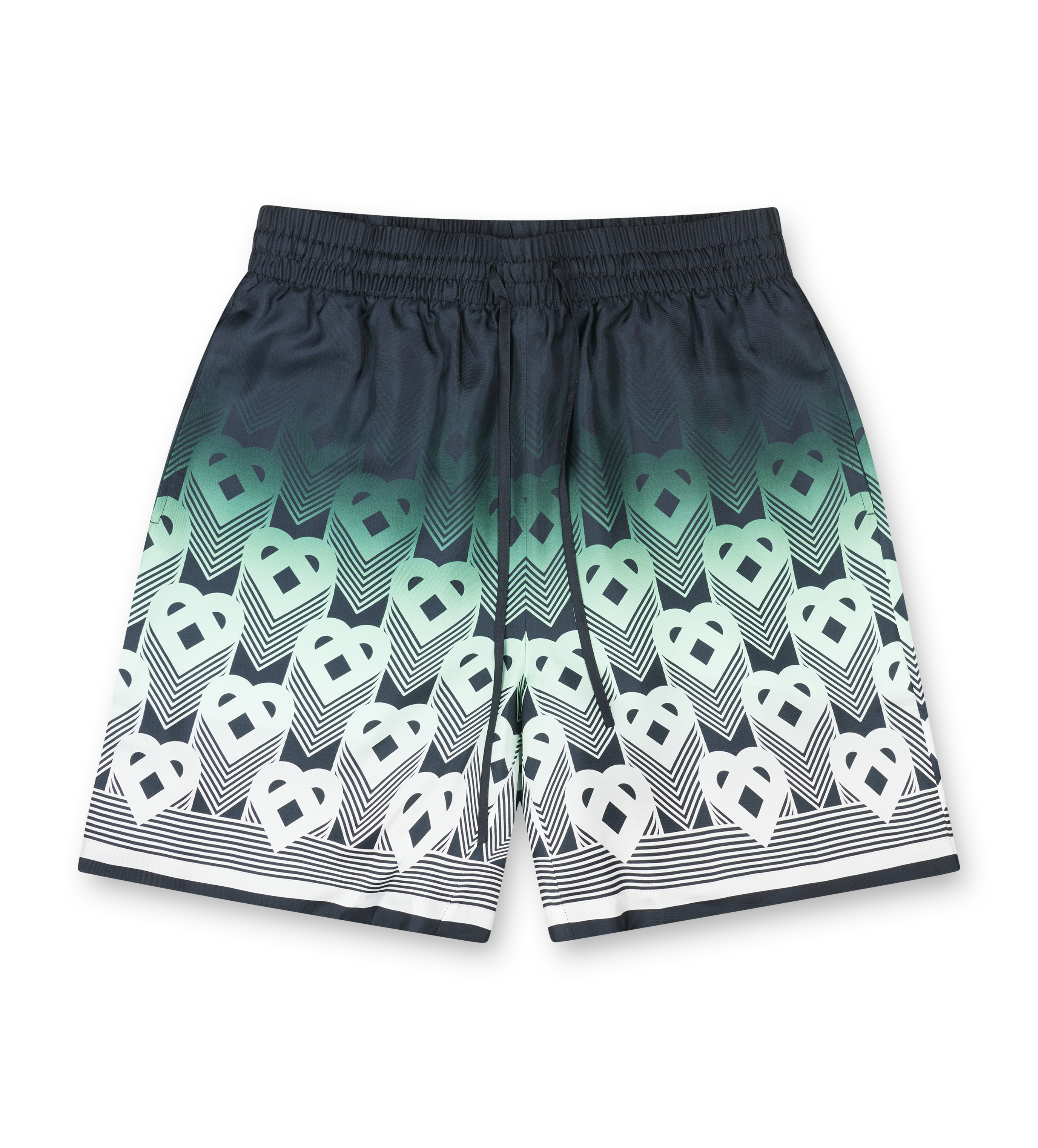 Casablanca Gradient Monogram Silk Shorts in Mint Green