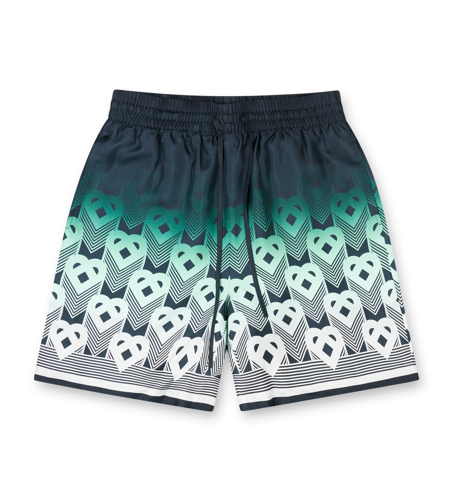 Casablanca Gradient Monogram Silk Shorts in Mint Green
