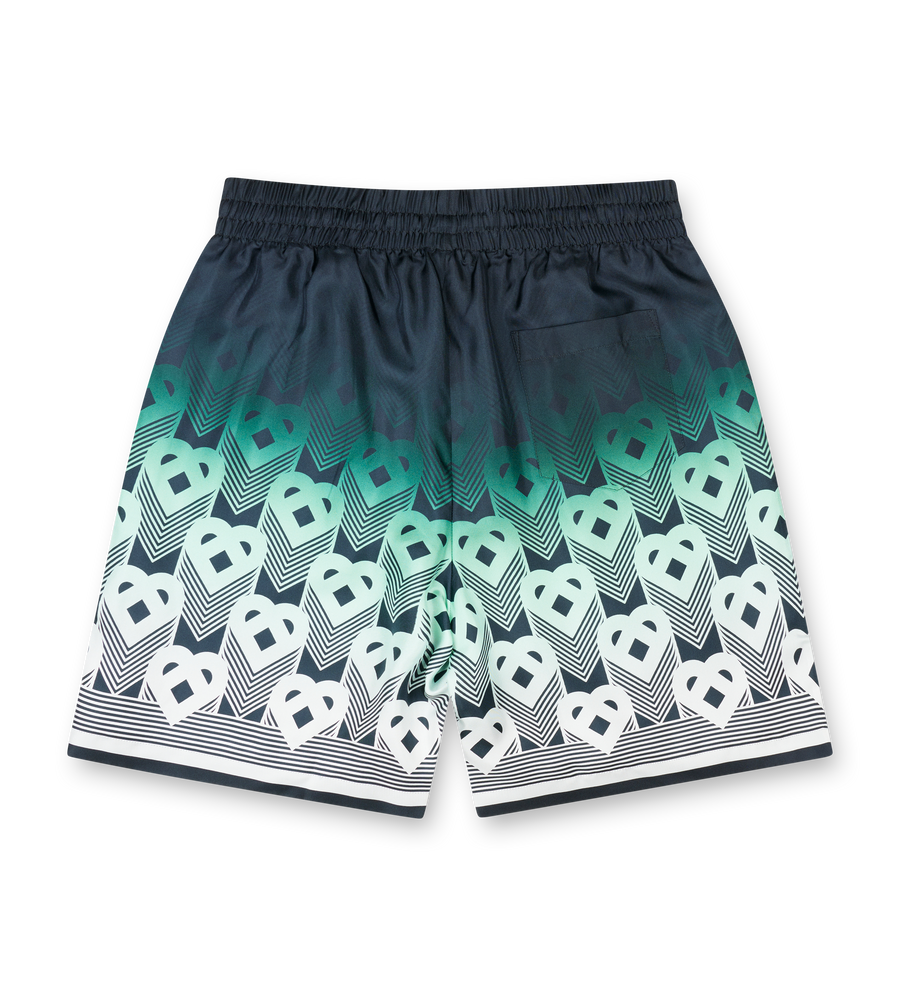 Casablanca Gradient Monogram Silk Shorts in Mint Green