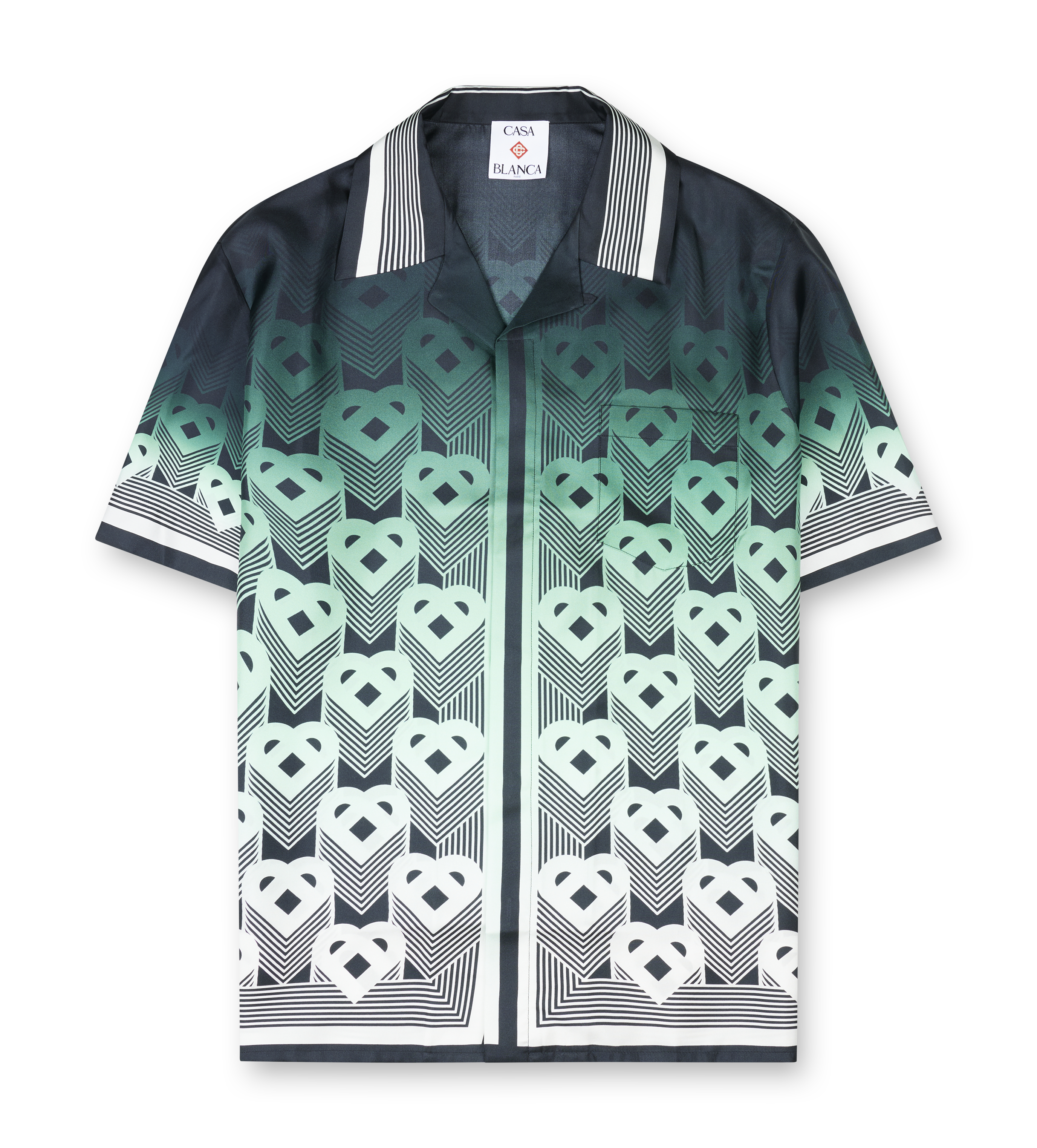 Casablanca Gradient Monogram Silk Cuban Collar Shirt in Mint green
