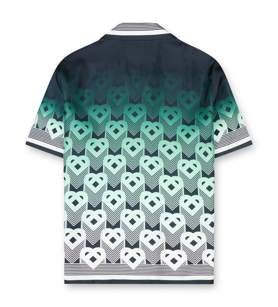 Casablanca Gradient Monogram Silk Cuban Collar Shirt in Mint green