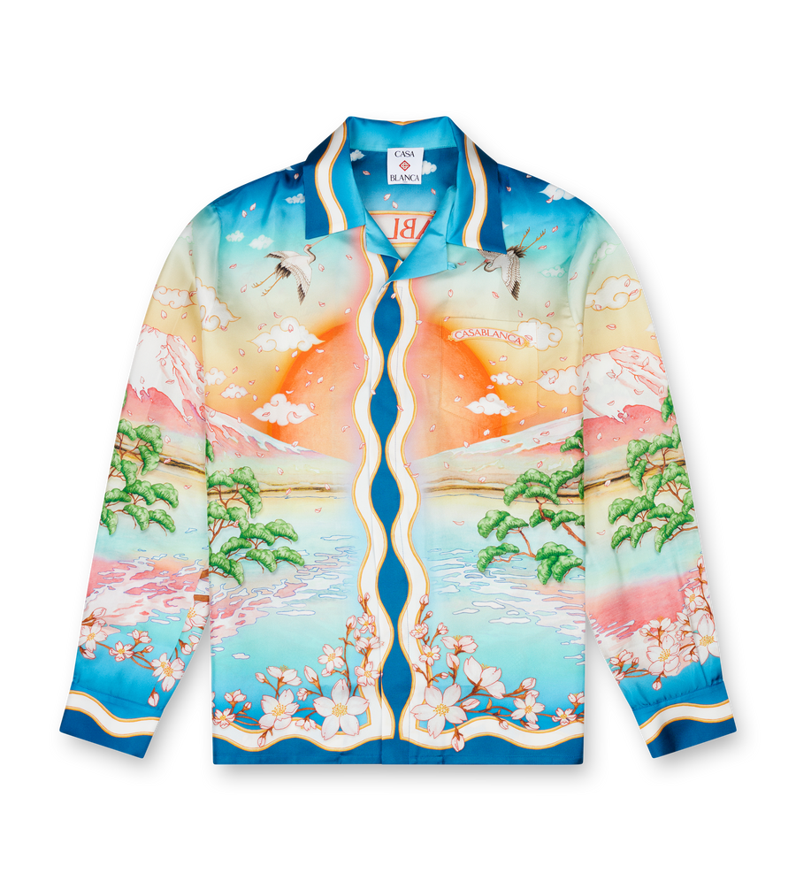 Casablanca Silk Tennis Club Print Shirt