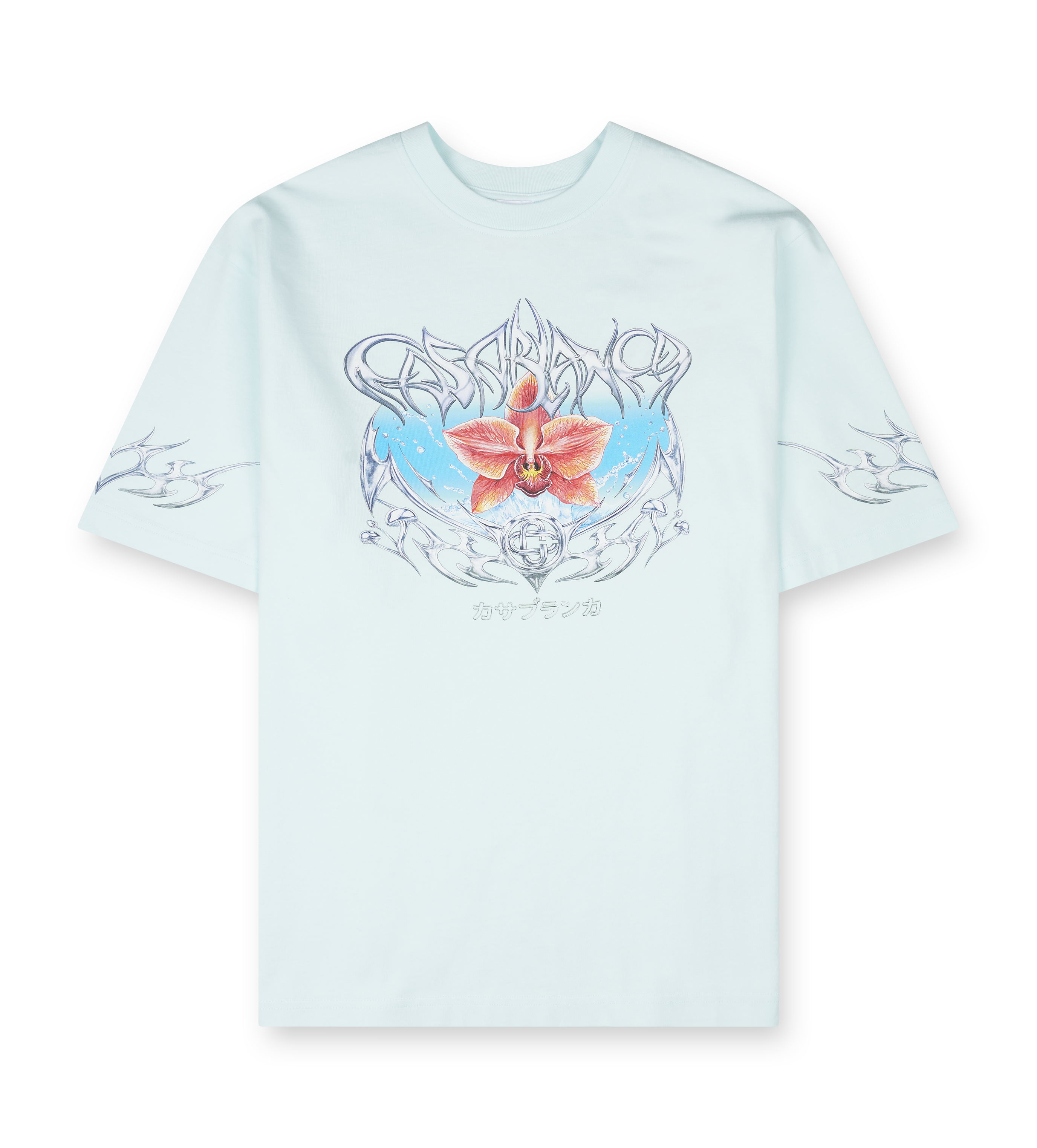 Casablanca Blades Printed Oversized T-Shirt in Pale Blue