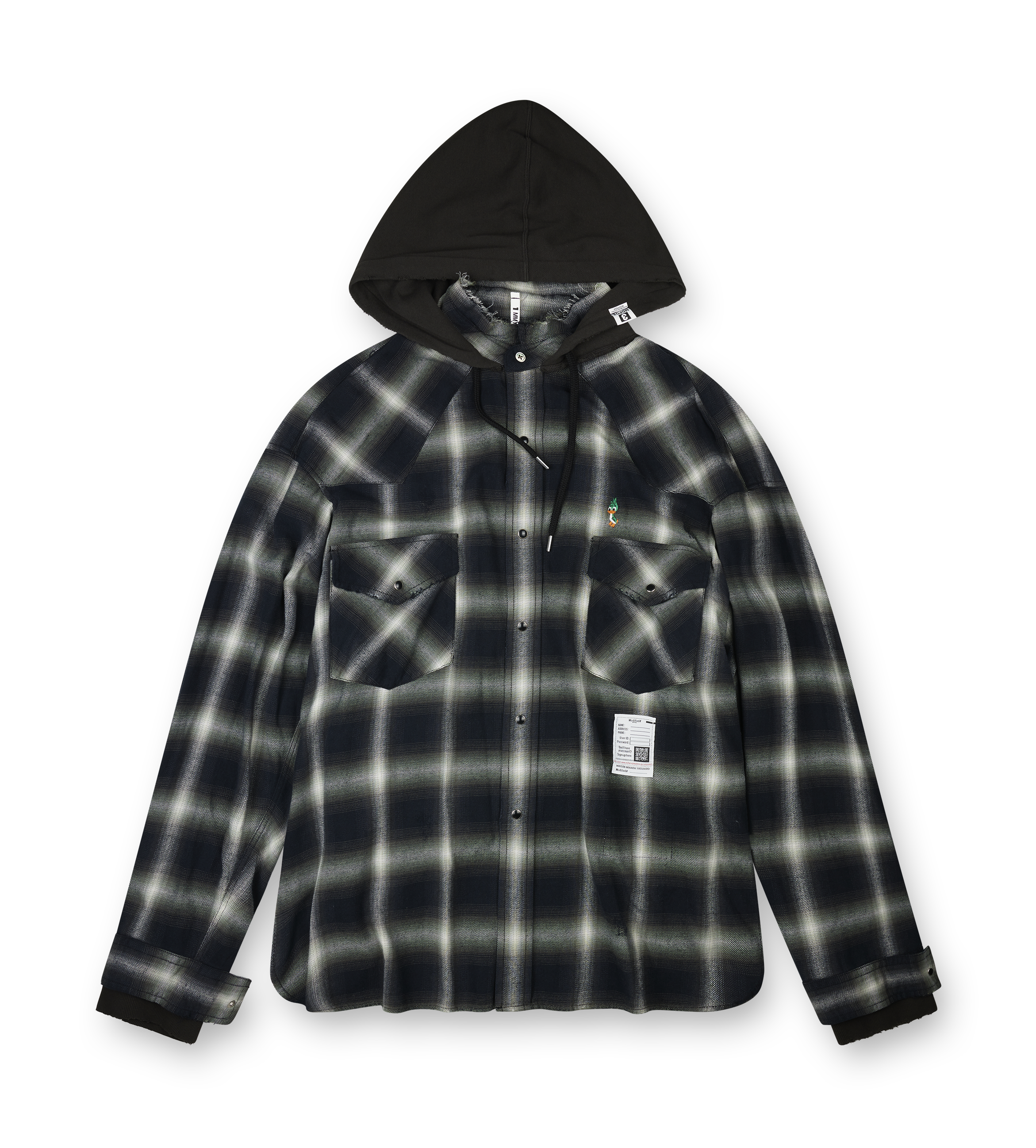 Maison Mihara Yasuhiro Hooded Plaid Shirt in Green