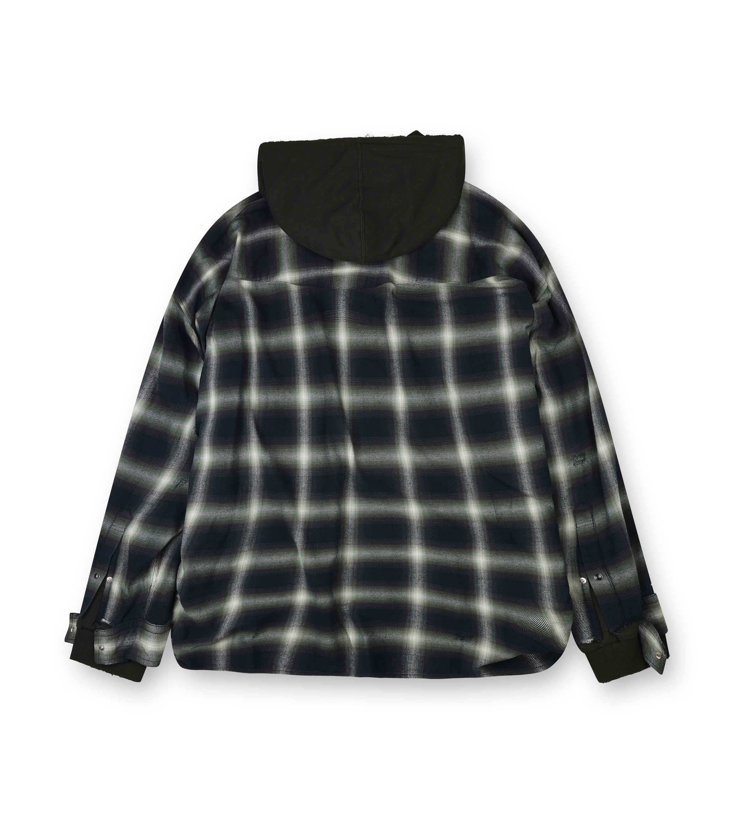 Maison Mihara Yasuhiro Hooded Plaid Shirt in Green