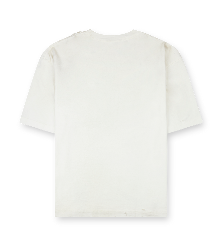 Maison MIHARA YASUHIRO Cat Printed Embellished Distressed T-Shirt in White