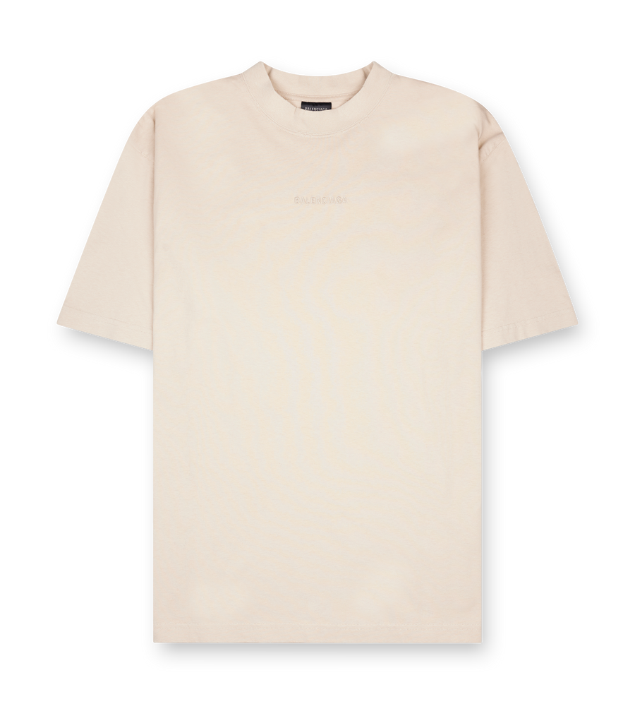 Balenciaga Logo-Embroidered T-Shirt in Light Beige