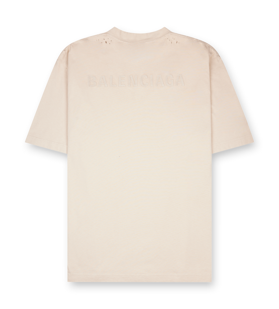 Balenciaga Logo-Embroidered T-Shirt in Light Beige