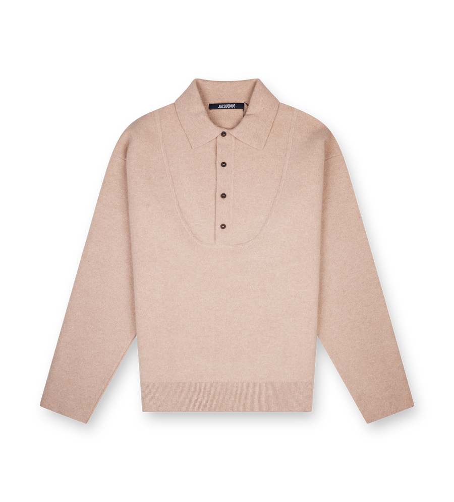 Jacquemus Pallone Knit Polo Sweater in Beige