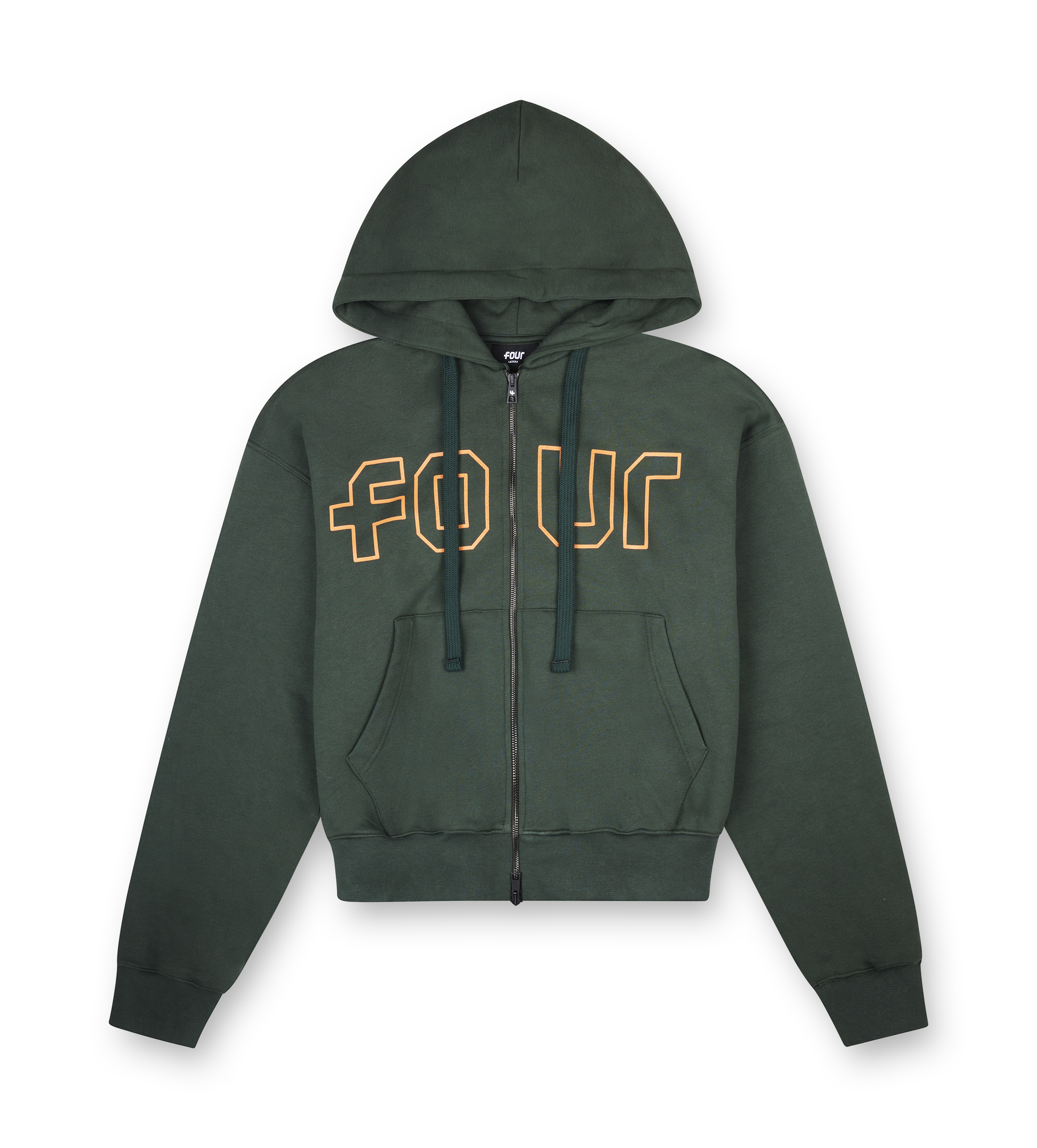 Outline Boxy Zip Up Hoodie Deep Forest/ Dusty Orange
