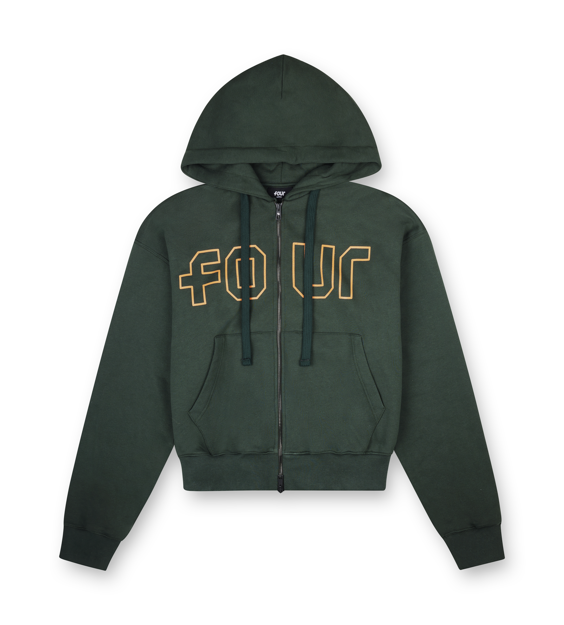 Outline Boxy Zip Up Hoodie Deep Forest/ Dusty Orange