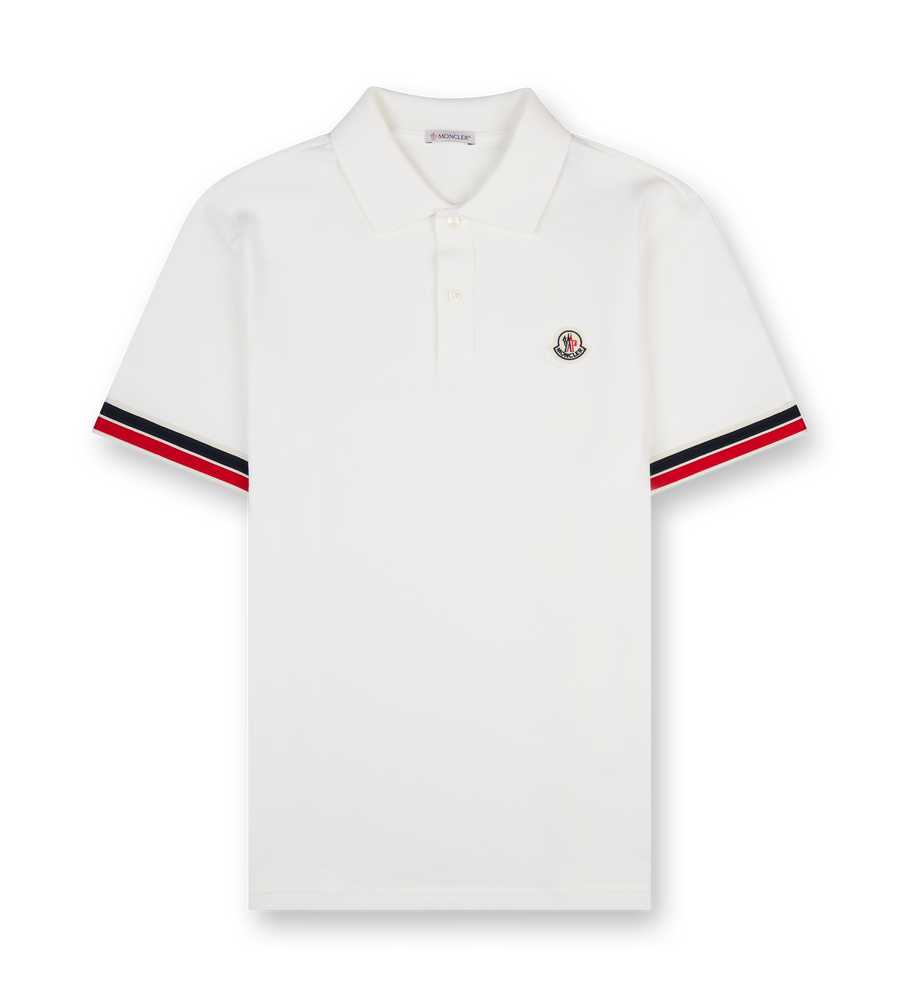 Moncler Tricolor Polo Shirt White