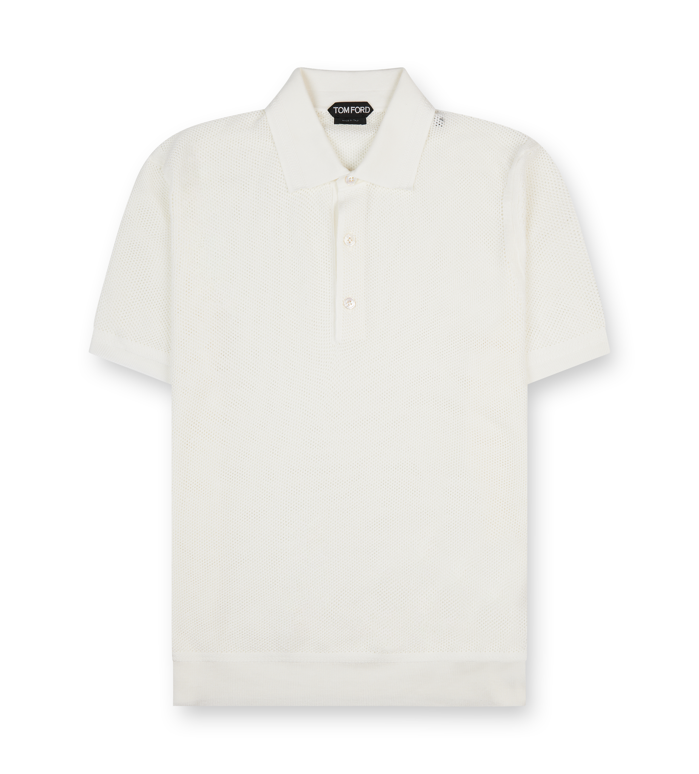 White Short-Sleeved Knitted Polo Shirt White