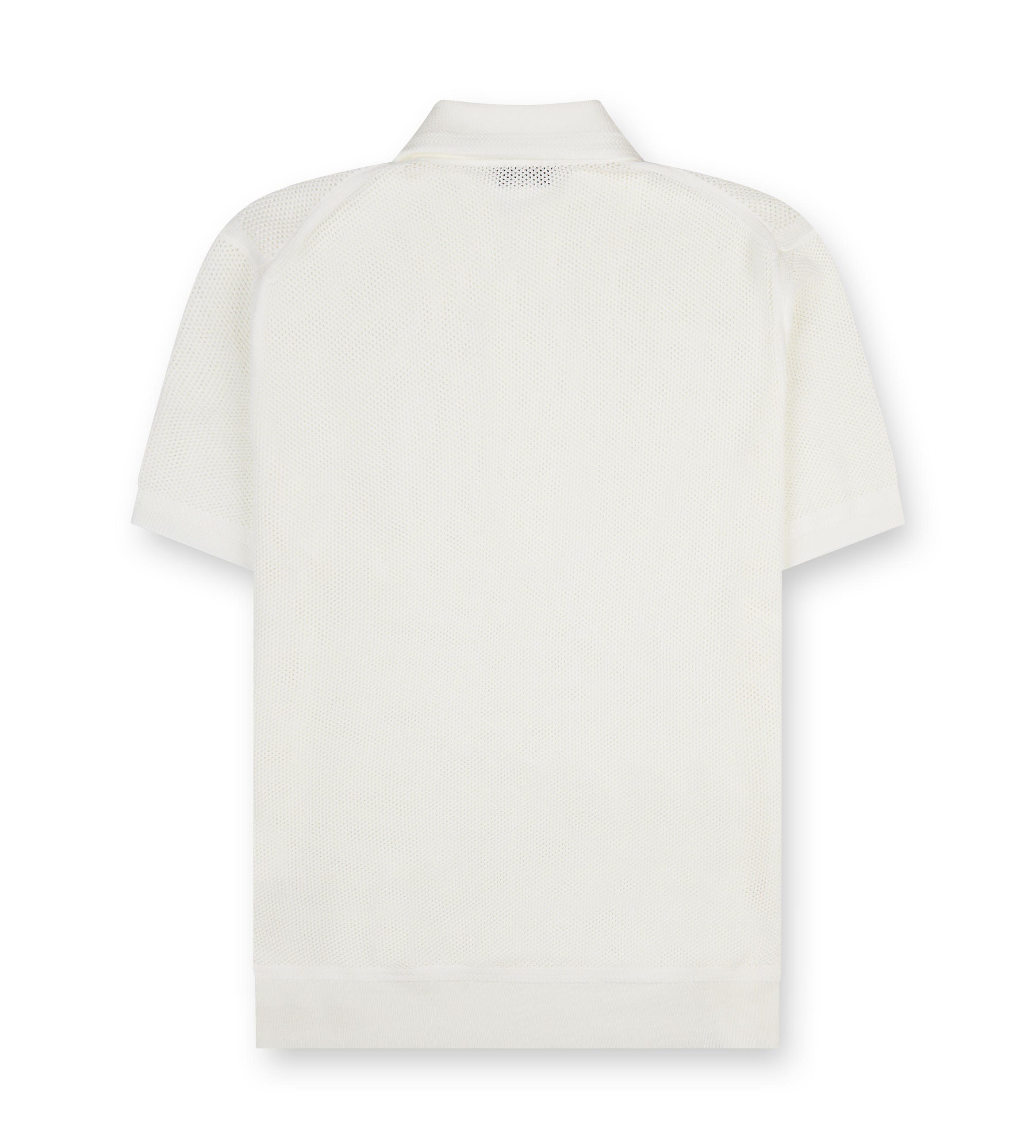 White Short-Sleeved Knitted Polo Shirt White